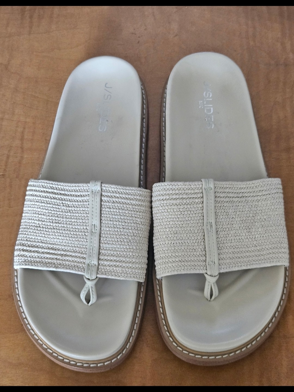 J/Slides Raffy Woven Raffia Thong Slide Sandals